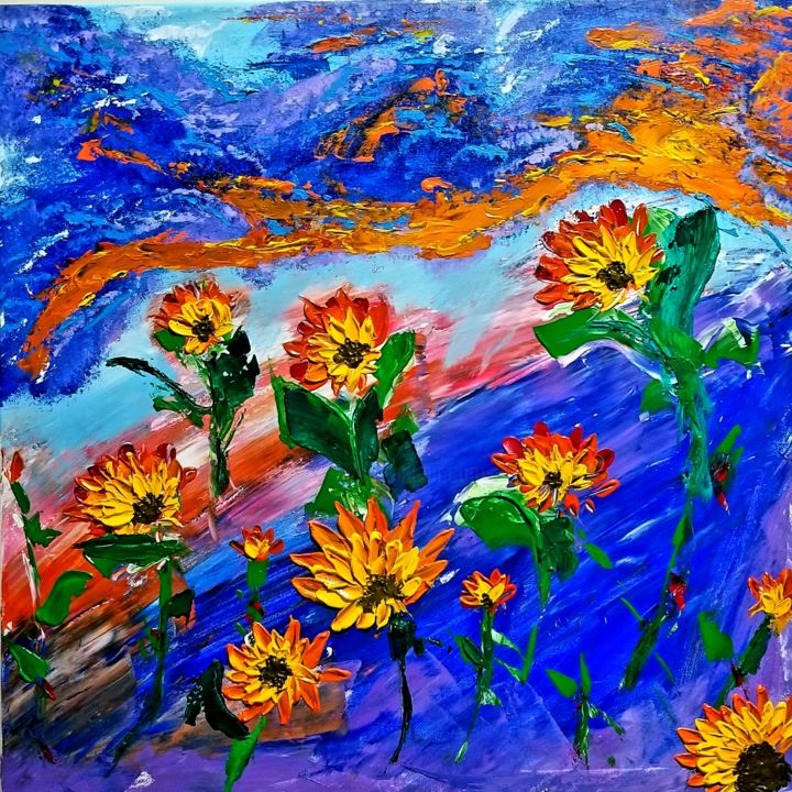 Painting titled "Basking" by Dhan, Original Art, Acrylic