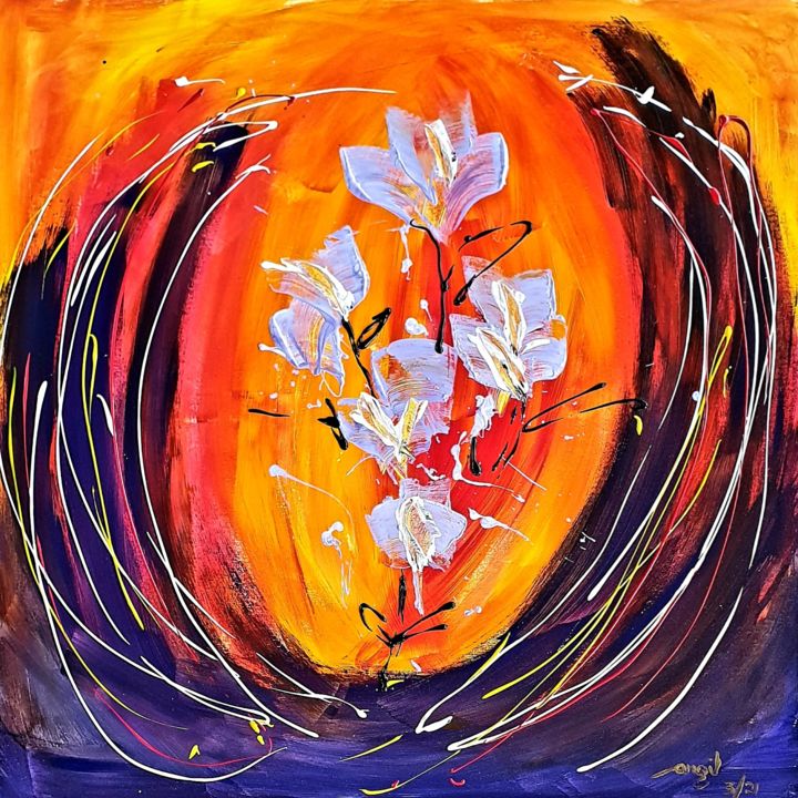 Painting titled "Warmth 2" by Dhan, Original Artwork, Acrylic