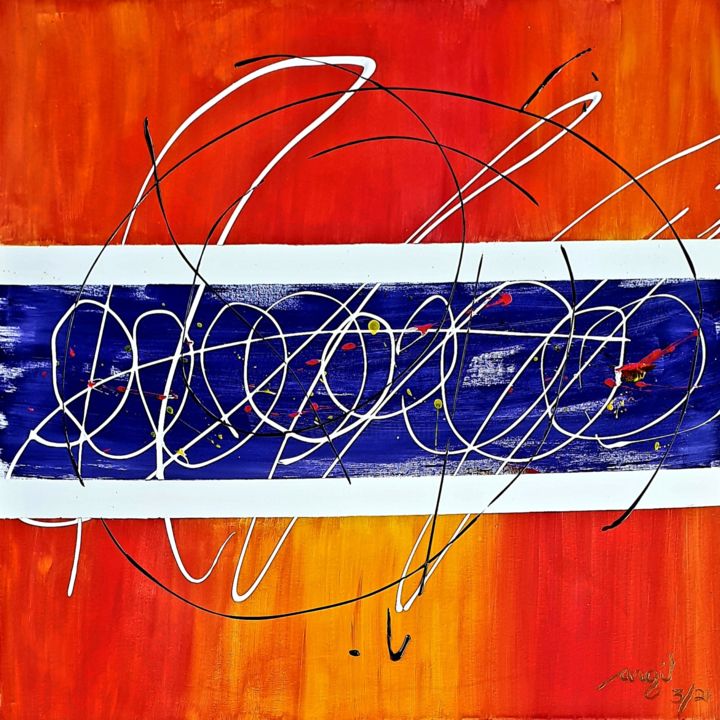Painting titled "Warmth 1" by Dhan, Original Art, Acrylic