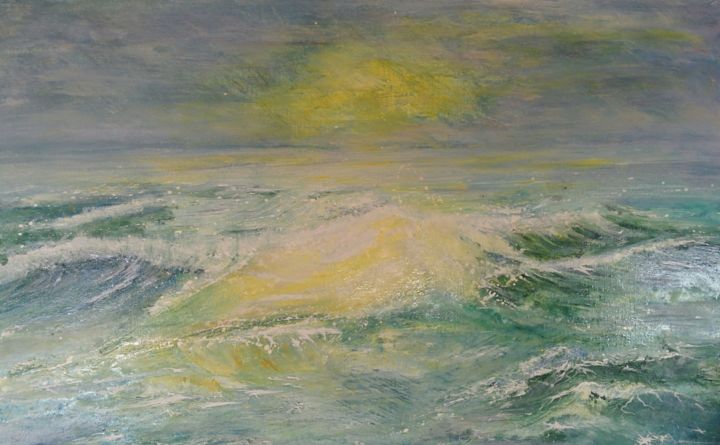 Painting titled "la-vague.jpg" by Dann / Daniel Aubert, Original Artwork, Oil