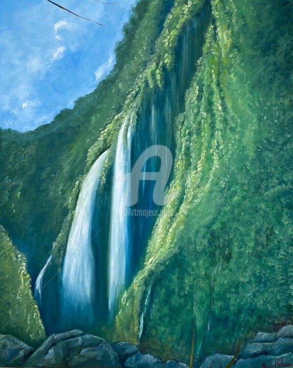 Schilderij getiteld "cascade" door Daniel Bahuaud, Origineel Kunstwerk, Olie