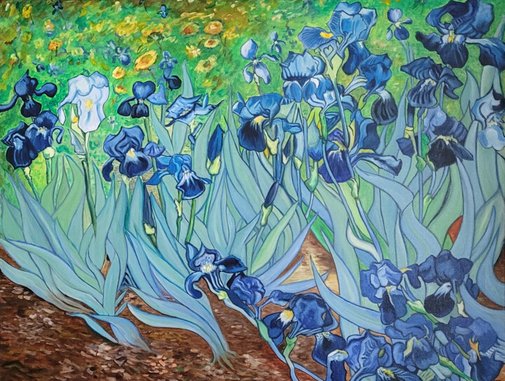 Malerei mit dem Titel "reproduction Iris" von Daniel Ballavoisne, Original-Kunstwerk, Öl Auf Keilrahmen aus Holz montiert