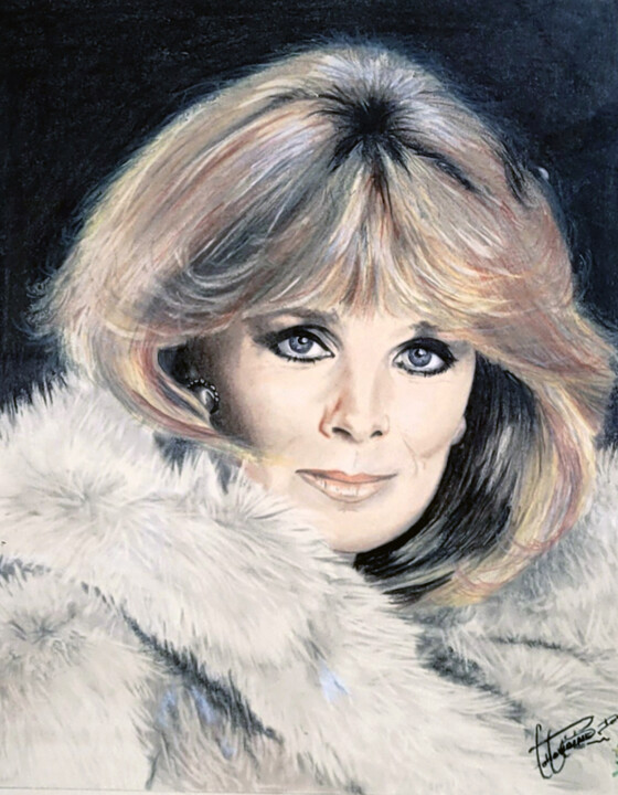 Dessin intitulée "Linda Evans" par Daniel Ballavoisne, Œuvre d'art originale, Pastel