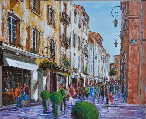 Peinture intitulée "Antibes, rue George…" par Daniel Barré, Œuvre d'art originale