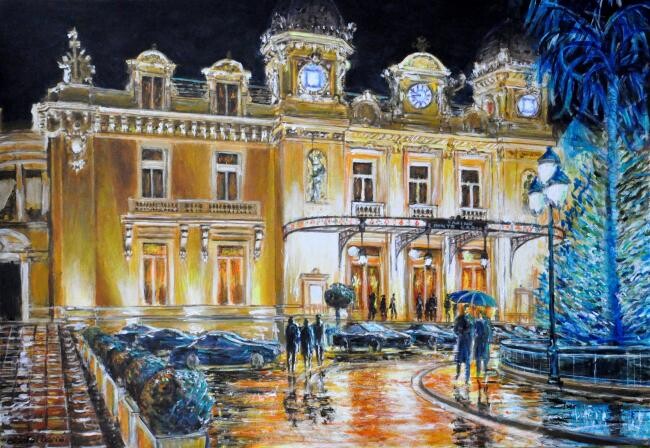 Painting titled "Monte Carlo Le Casi…" by Daniel Barré, Original Artwork, Acrylic Mounted on Wood Stretcher frame