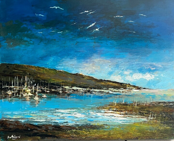 Pintura intitulada "Une baie tranquille" por Daniel Bathiard, Obras de arte originais, Óleo