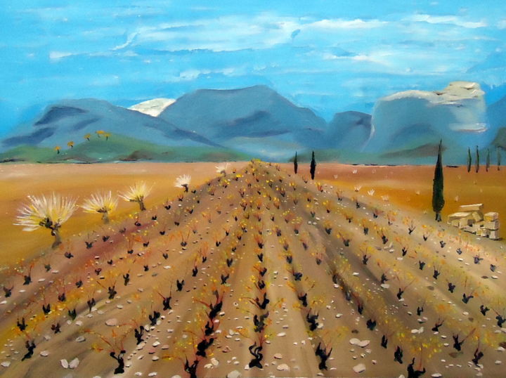 Peinture intitulée "Vignes" par Daniel.C, Œuvre d'art originale, Huile