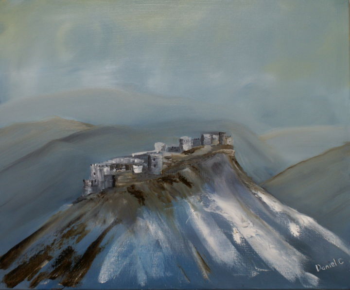 Peinture intitulée "Peyrepertuse" par Daniel.C, Œuvre d'art originale, Huile