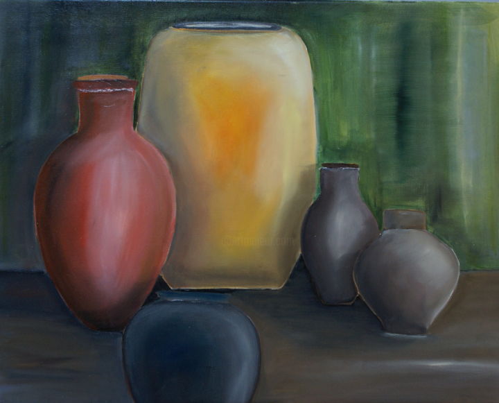 Painting titled "Vases et ombres" by Daniel.C, Original Artwork, Oil