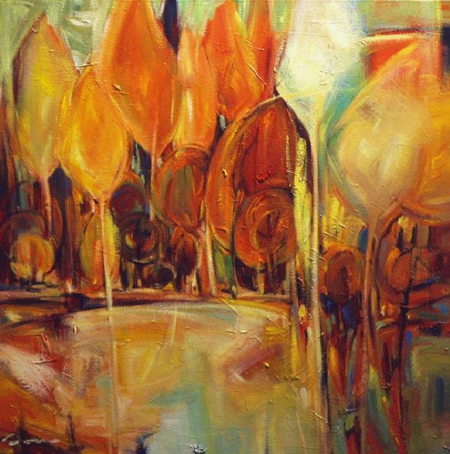Painting titled "By the Lake" by Daniel Chuang, Original Artwork