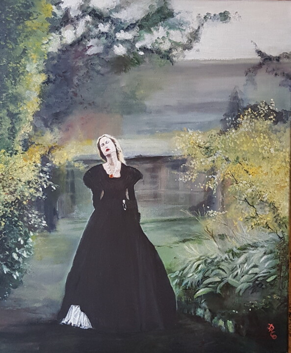 Painting titled "Anne De Chantraine" by Daniel Combe (DACO), Original Artwork, Oil Mounted on Wood Stretcher frame