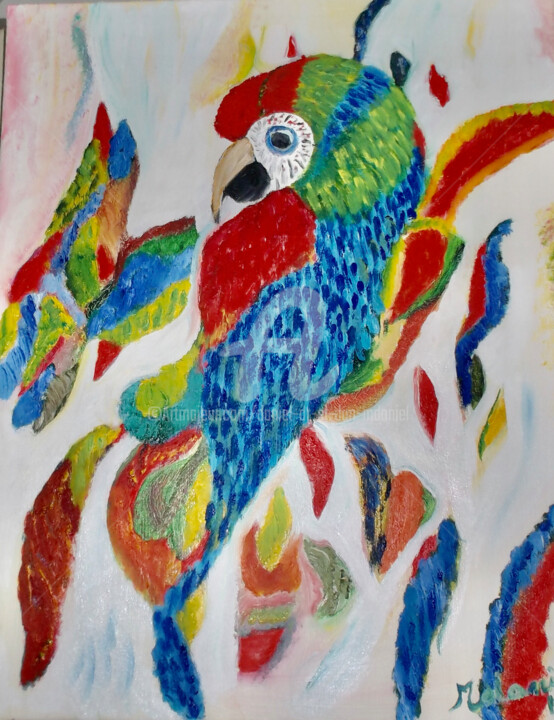 Pintura intitulada "Perroquet, Aubagne" por Daniel Dr. El Dan (Mdaniel), Obras de arte originais, Óleo
