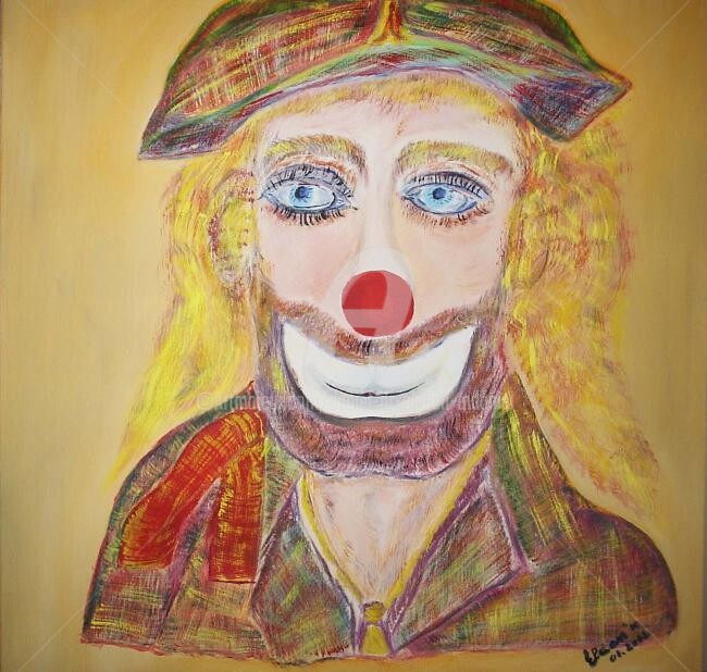 Painting titled "Clown Dan" by Daniel Dr. El Dan (Mdaniel), Original Artwork, Oil