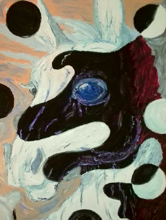 Painting titled "cavallo-bianco-e-ne…" by Daniel Flower, Original Art,