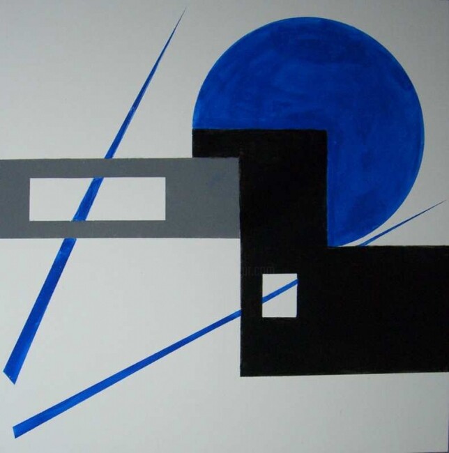 Peinture intitulée "Carré Bleu" par Daniel Groll, Œuvre d'art originale