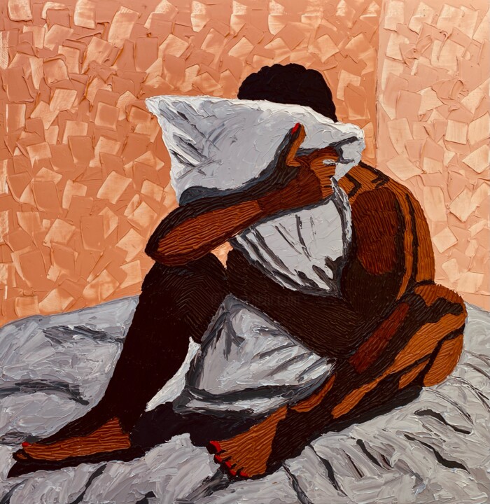 Painting titled "Ready to sleep" by Daniel Gyekyi Gyan, Original Artwork, Acrylic