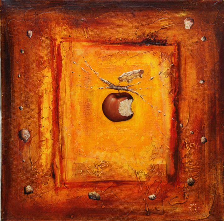 Peinture intitulée "" Pomme du jour, bo…" par Daniel Jacquinot, Œuvre d'art originale, Huile