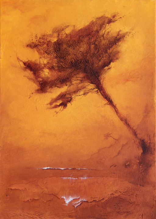 Painting titled "vague blanche" by Daniel Jacquinot, Original Artwork, Oil