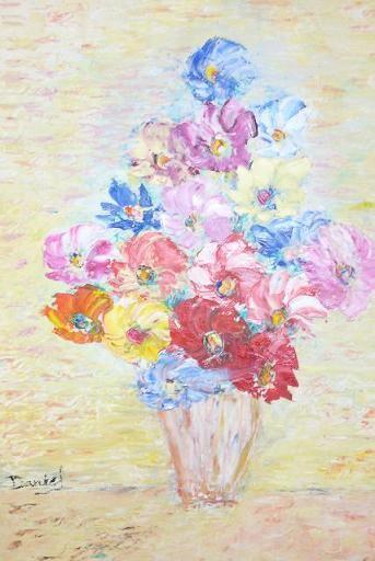 Painting titled "bouquet de fleurs" by Daniel Jouenne, Original Artwork