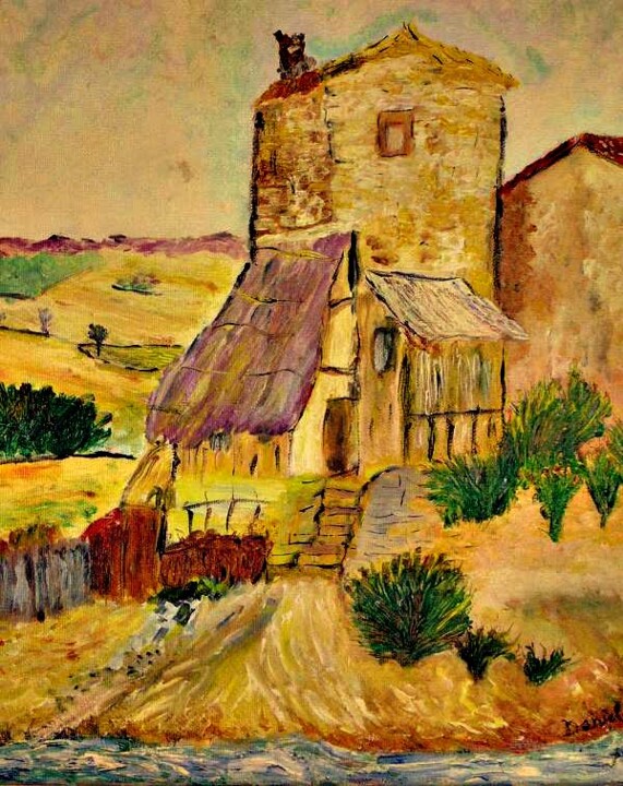 Pintura titulada "Le vieux moulin..D'…" por Daniel Jouenne, Obra de arte original