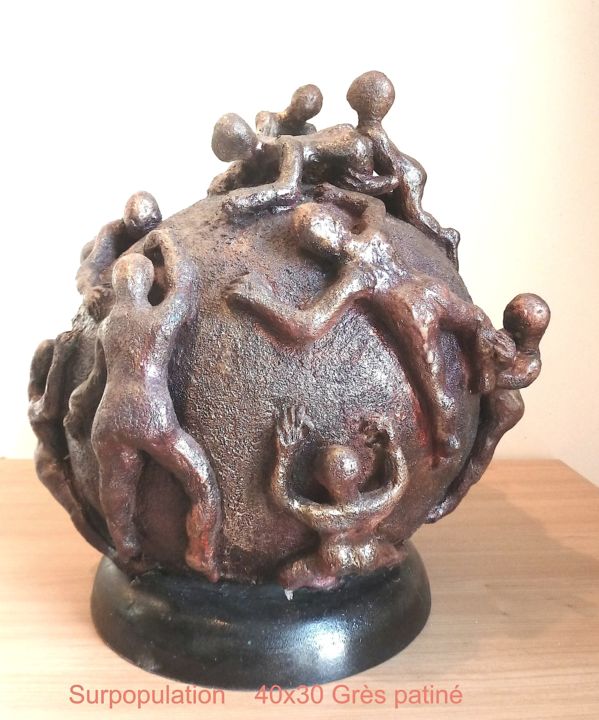 Sculpture titled "surpopulation" by Daniel Jullien, Original Artwork, Ceramics