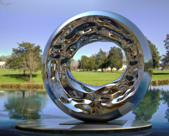 Скульптура под названием "Whispers of Infinit…" - Daniel Kei Wo, Подлинное произведение искусства, Нержавеющая сталь