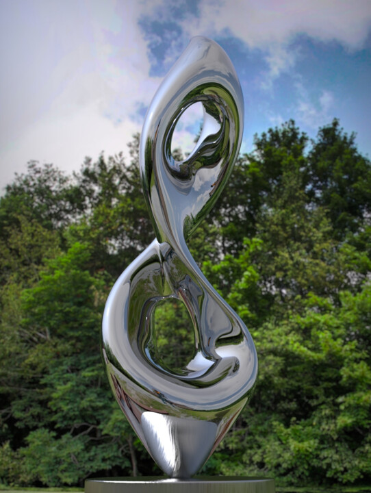Sculpture intitulée "Spiral Nebula#4" par Daniel Kei Wo, Œuvre d'art originale, Acier inoxydable