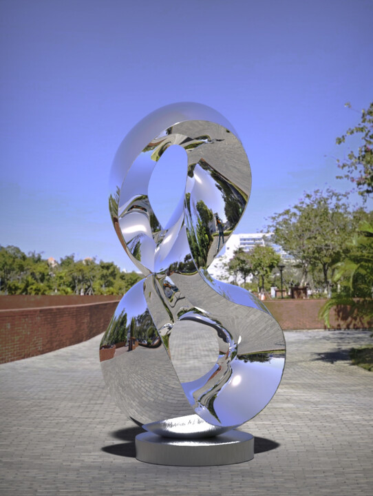 Sculpture intitulée "Resonant Forms#3" par Daniel Kei Wo, Œuvre d'art originale, Acier inoxydable
