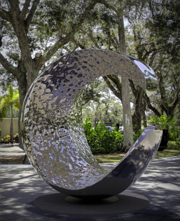 Скульптура под названием "Moon Phase#7" - Daniel Kei Wo, Подлинное произведение искусства, Нержавеющая сталь