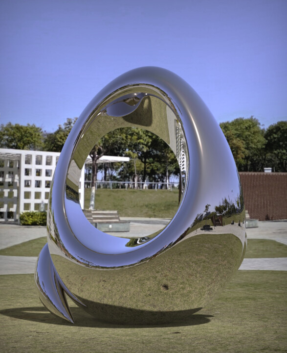Sculpture intitulée "Embrace#1" par Daniel Kei Wo, Œuvre d'art originale, Acier inoxydable