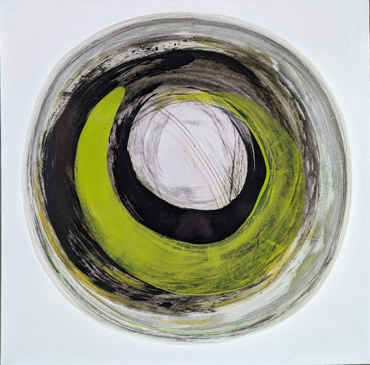 Peinture intitulée "Composition verte" par Daniel L'Heureux, Œuvre d'art originale, Acrylique