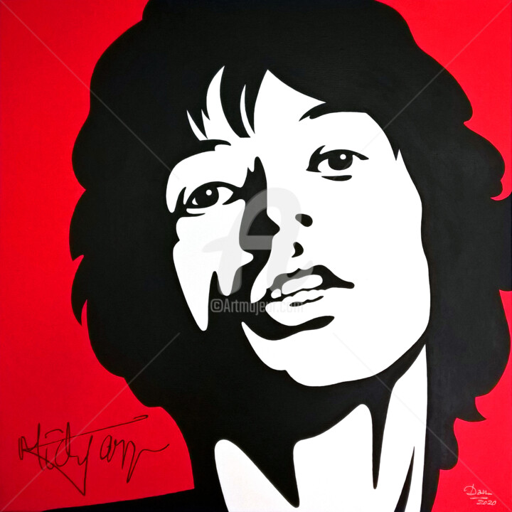 Painting titled "Mick Jagger (STARgr…" by Daniel Le Page (Dan Ar Pach), Original Artwork, Acrylic Mounted on Wood Stretcher…