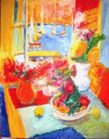 Painting titled "Les fleurs rouges" by Daniel Lebier, Original Artwork