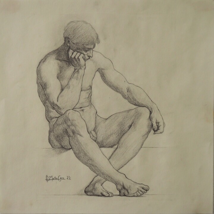 Drawing titled "THOUGHTFUL BOY" by Daniel Martín-Caro, Original Artwork, Pencil