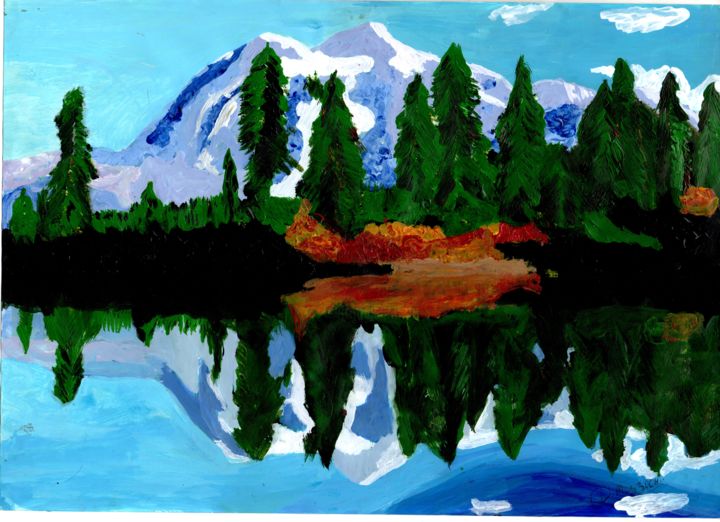 Painting titled "lago-alpino.jpg" by Daniel Mazzochi, Original Artwork