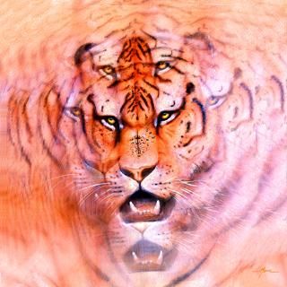 Peinture intitulée "Quantic Tiger" par Daniel Monic, Œuvre d'art originale
