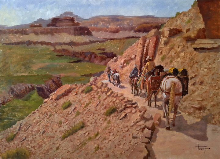 Painting titled "A Longa Viagem" by Daniel Penna, Original Artwork, Oil