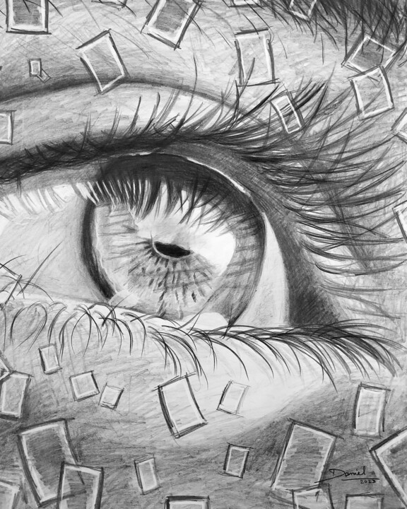 Dessin intitulée "Ojo123" par Daniel Portales, Œuvre d'art originale, Crayon