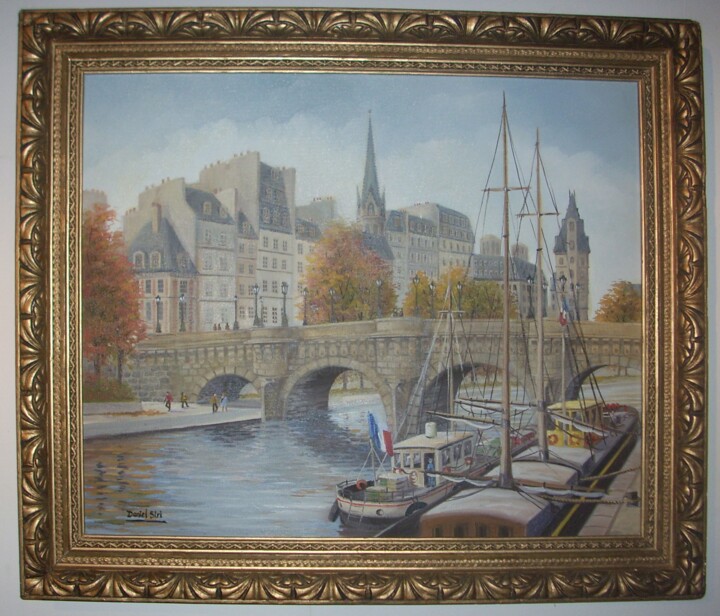Картина под названием "Le Pont Neuf" - Daniel Siri, Подлинное произведение искусства, Масло