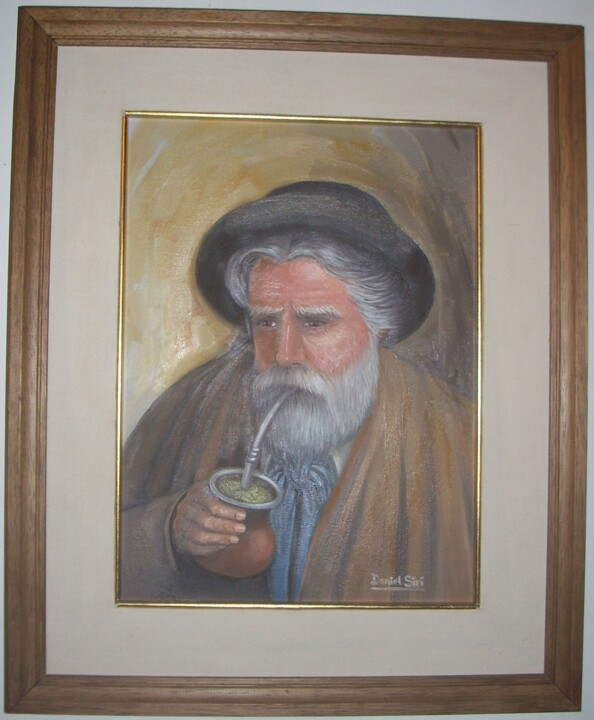 Painting titled "Mateando" by Daniel Siri, Original Artwork, Oil