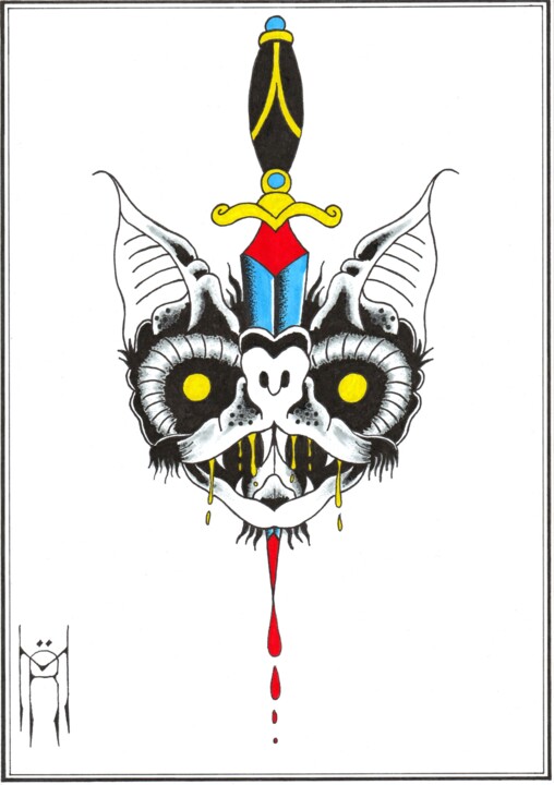 Drawing titled "DaggerBat" by Daniel Ströfer, Original Artwork, Marker