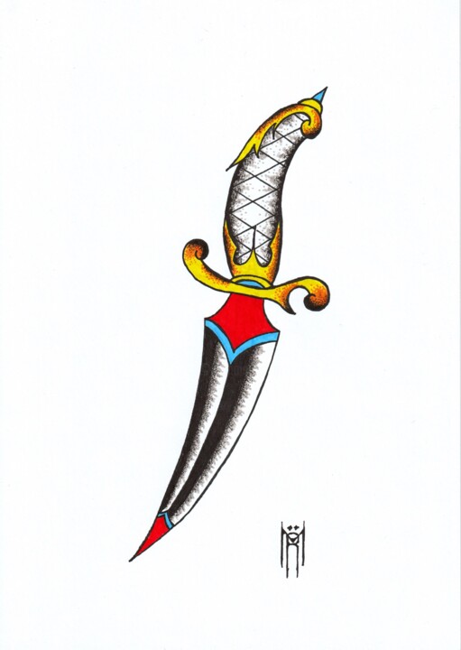 Zeichnungen mit dem Titel "Dagger" von Daniel Ströfer, Original-Kunstwerk, Marker