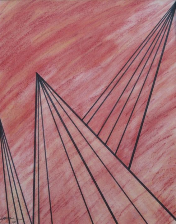 Peinture intitulée "lignes-marbrees-ora…" par Daniel Vigneron, Œuvre d'art originale
