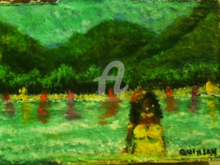 Painting titled "Mauritius shoreline…" by Daniel Quinlan, Original Artwork