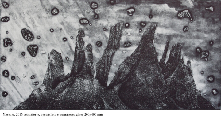 Incisioni, stampe intitolato "meteore.jpg" da Daniela Cataldi, Opera d'arte originale, Acquaforte
