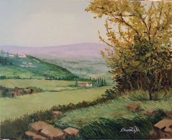 Painting titled "Autunno Toscano" by Daniela Ceccanti, Original Artwork, Oil