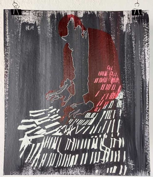 Gravures & estampes intitulée "Tocando" par Daniela Jacobsen Trindade, Œuvre d'art originale, Crayon