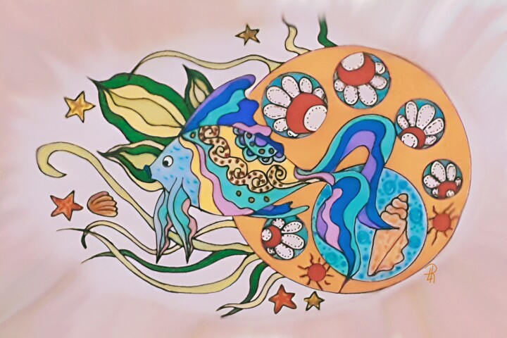 Pittura intitolato "Pesce colorato" da Daniela La Rovere, Opera d'arte originale, Pastello