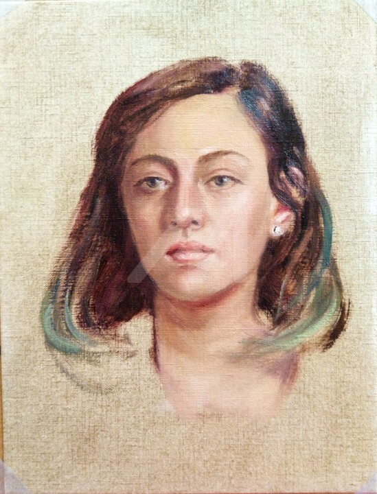 Pittura intitolato "Ragazza dai ciuffi…" da Daniela Protopapa, Opera d'arte originale, Olio