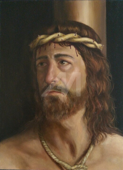 Pittura intitolato "Cristo alla colonna" da Daniela Protopapa, Opera d'arte originale, Olio